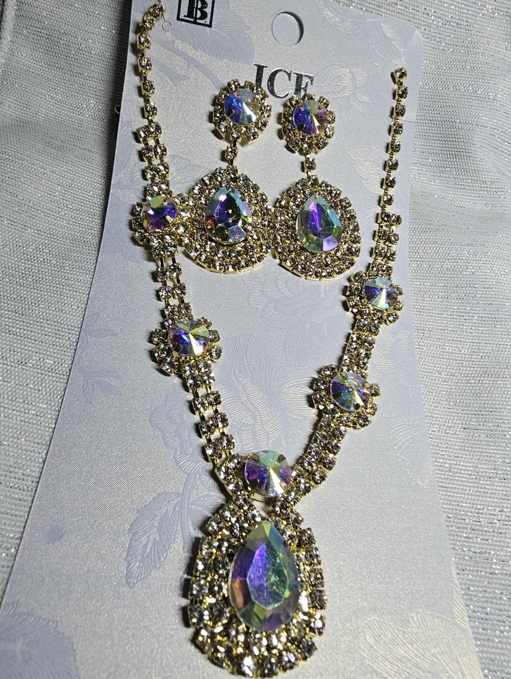 BLUE ICE BRAND LOT: 2 Sets Of  Crystal Dangly Earrings/ 1 Necklace